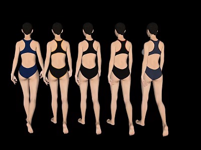Modern game character swimsuit girl 3d model