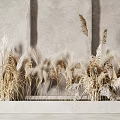 Natural Dried Pampas Grass in Light Rectangular Planter Against Gray Wall Creating Elegant Natural Decor 3d model