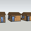 Rustic Wooden Guesthouse with Gabled Roof Large Windows Illuminated at Dusk Mountain Backdrop