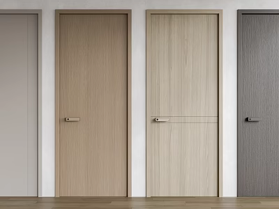 Modern Interior Swing Doors With Wooden Texture And Diverse Neutral Colors 3d model