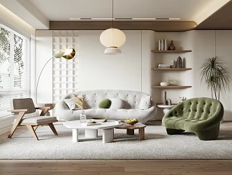 Quiet sofa tea table combination 3d model