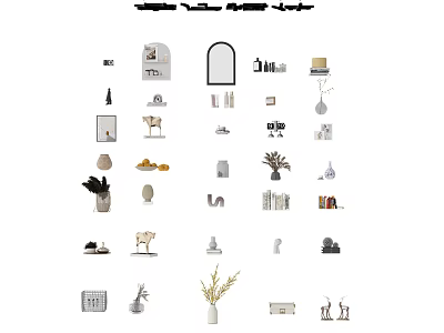 Modern Minimalist Decorative Ornament Sets With Vases Sculptures And Frames For Home Interior 3d model