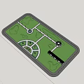 Park Landscape with Diverse Trees Winding Paths and Central Green Area