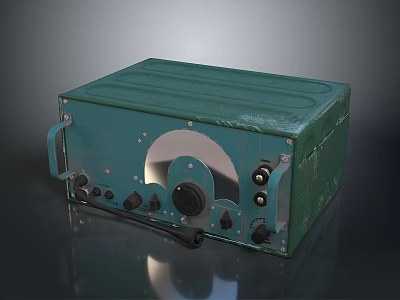 Vintage Green Portable Audio Speaker With Knobs Buttons Handle And Dial 3d model