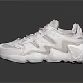 White Adidas Casual Sneakers With Red Logo Mesh Upper And Thick Sole Design