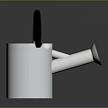 Modern Stainless Steel Watering Can With Black Handle And Cylindrical Body