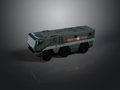 Green Military Truck With Multi Wheel Cargo Body And Modern Headlights 3d model