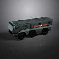 Green Military Truck With Multi Wheel Cargo Body And Modern Headlights