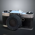 Vintage LEICA Camera With Black Silver Body And Large Retro Lens Design