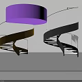 Spiral Staircase Modern Design With Black Gold Metal Structure And Glass Handrail