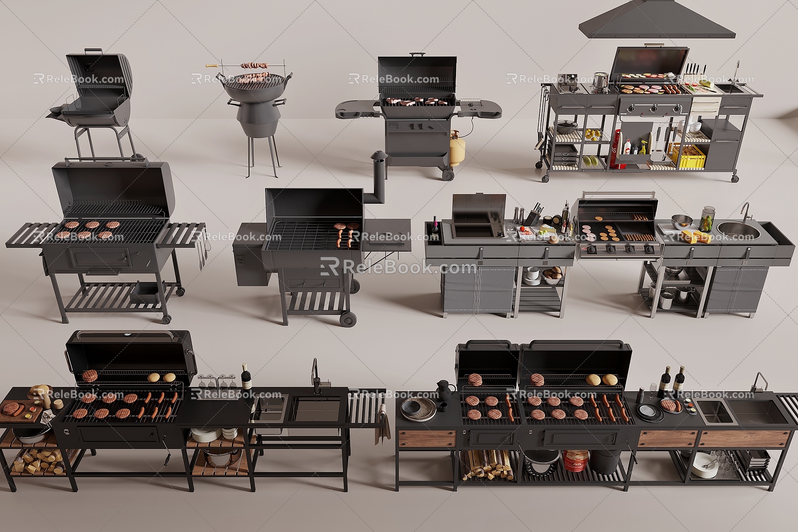 BBQ Oven Outdoor Grill Grill Grill Table 3d model