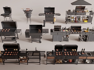 BBQ Oven Outdoor Grill Table 3d model