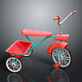 Colorful Children's Tricycle with Red Seat and Green Frame and White Spoked Wheels