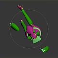 3D Game Movie Character Pink And Green Colored Cartoon Style Abstract Design With Dynamic Pose