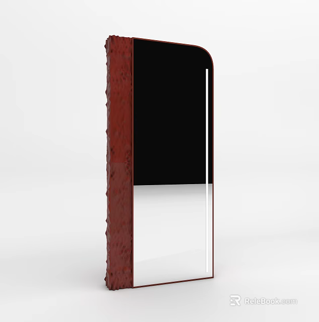 Modern Textured Brown Frame Mirror With Black Panel And White Reflective Surface 3d model 