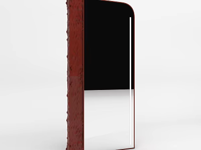 Modern Textured Brown Frame Mirror With Black Panel And White Reflective Surface 3d model