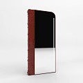 Modern Textured Brown Frame Mirror With Black Panel And White Reflective Surface