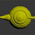 Yellow Pumpkin Shaped Teapot With Silver Top And Handle For Home Kitchen Use