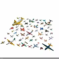 Different Types Of Colorful Model Airplanes Arranged Densely On Gray Background