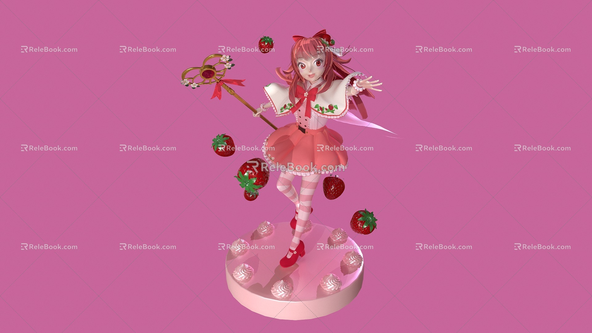 Cartoon Girl Pink Girl Anime Girl Pink Girl Style Girl Cartoon Girl Cartoon Magician Magician 3d model