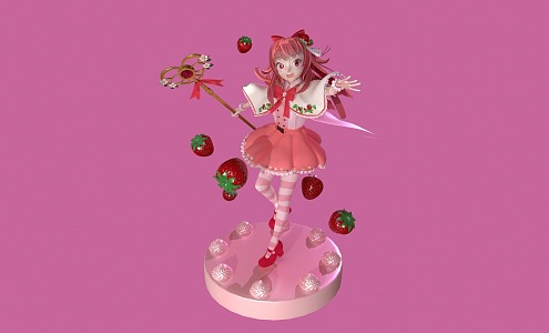 Cartoon Girl Pink Girl Anime Girl Pink Girl Style Girl Cartoon Girl Cartoon Magician 3d model