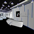 Modern Exhibition Hall With Large Digital Screens Interactive Display Stands And Information Charts