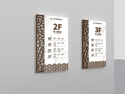Directional Signage For Floor Levels With Geometric Patterns And Decorative Dots 3d model