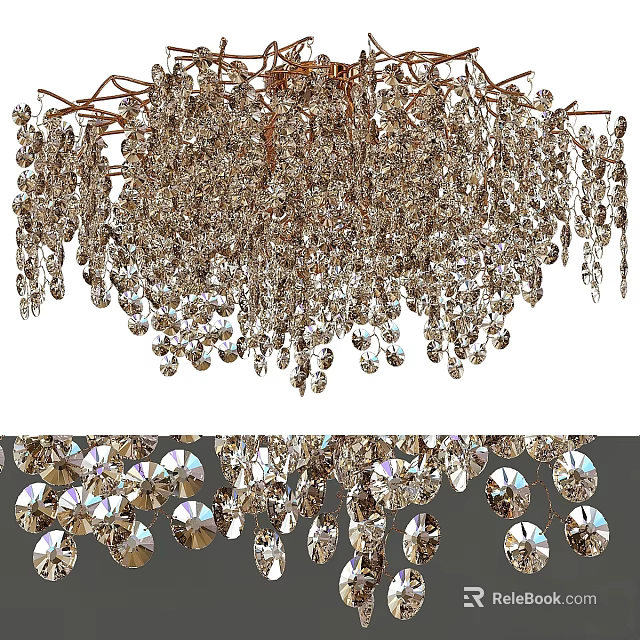 Luxurious Crystal Chandelier With Sparkling Hanging Crystal Pendants And Elegant Design 3d model 