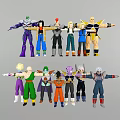 Anime Game Characters in Standing Pose with Diverse Colorful Costumes and Outfits