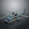 Gray Military Transport Helicopter With Main Rotors Tail Rotor And Landing Gear
