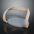 Modern Leisure Chair with Wooden Curved Armrests and Gray Round Cushion