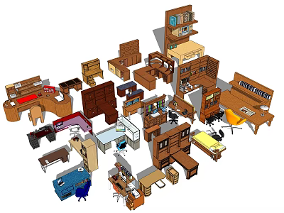Diverse Desk Designs Featuring Functional Styles And Wooden Furniture Models 3d model