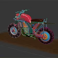 Colorful Custom Motorcycle With Pink Body Green Frame And Brown Seat