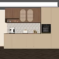 Modern Kitchen With Elegant Wooden Wine Cabinet And Integrated Appliances