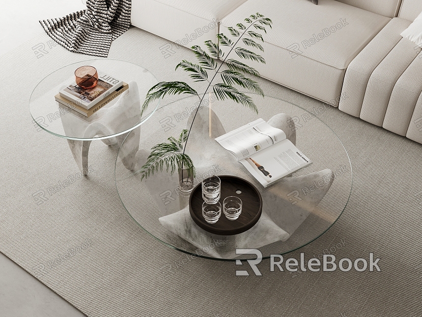 Coffee table glass coffee table round coffee table living room coffee table model