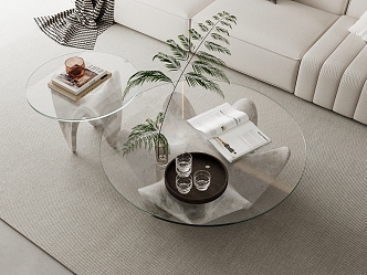 Coffee table glass coffee table round coffee table living room coffee table 3d model