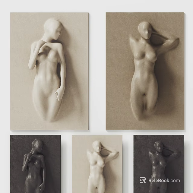 Abstract Paintings Of Human Figures With Sculptural Forms In Different Colors And Reclining Poses 3d model 