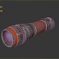 Shiny Metallic Cylindrical Object With Red Ring And Textured Reflective Surface