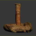Traditional Ancient Orange Brown Ceramic Artifact With Curved Structure And Textured Surface