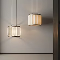 Modern Minimalist Pendant Lights with Textured Cream Shades in Display Area