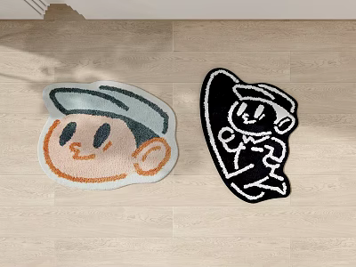 Cute Shaped Carpets With Smiling Hat Character And Dancing Figure For Home Decor 3d model