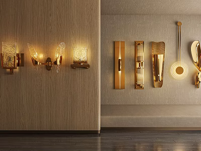 Elegant Modern Wall Lamps With Gold Finish And Crystal Details For Home Decoration 3d model