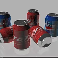 Red And Blue Soda Cans With Water Droplets As Daily Living Supplies