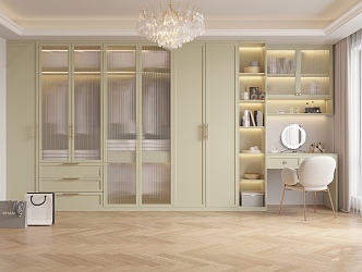 French Cloakroom Wardrobe Cream Wardrobe Dressing Table 3d model