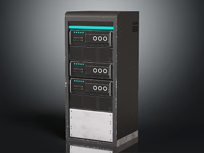 Stacked Tower Server Units With Black Exterior Green Status Lights And Silver Base Panels 3d model