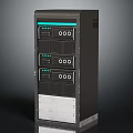 Stacked Tower Server Units With Black Exterior Green Status Lights And Silver Base Panels