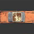 Orange Rusted Vintage Classic Car With Retro Design And Reflective Surface
