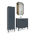 Modern Gray Bathroom Vanity With Storage Cabinet And Mirror 3d model