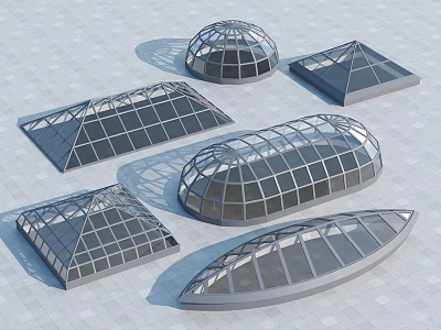 Architectural Glass Roof Structures in Various Shapes with Modern Design Elements 3d model