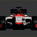 Formula One Racing Car White Red Blue Streamlined Body With Brand Logos
